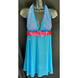 womens lingerie medium, babydoll halter teddy nightgown